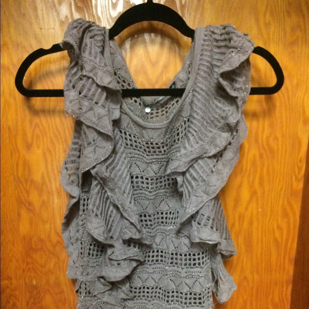 Purple gray boho sweater tank